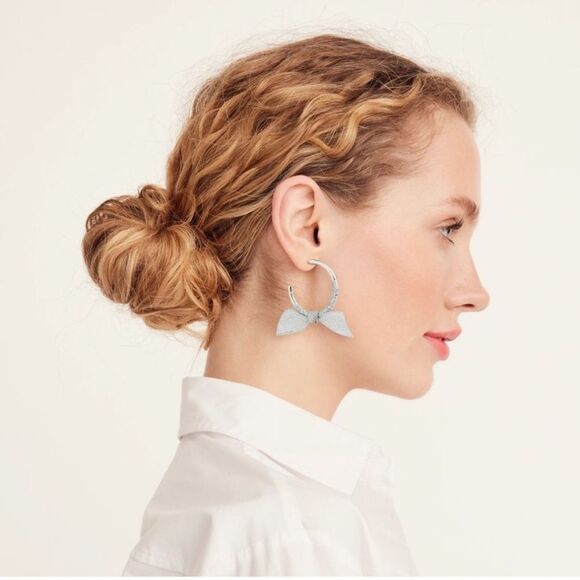 J. Crew Jewelry - J. Crew Silver Bow Hoop Earrings